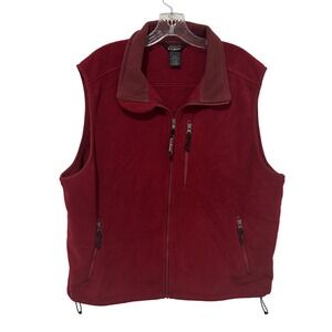 L.L. Bean Zip Up Sweater Vest Mens XL Red Fleece Outdoors‎ Camping Hiking Casual